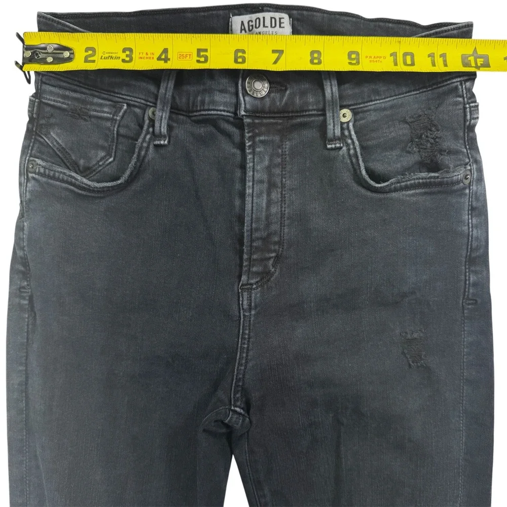 AGOLDE Premium Wash Dark Blue‎ Denim Jeans Distressed Raw Hem Skinny Size 25
